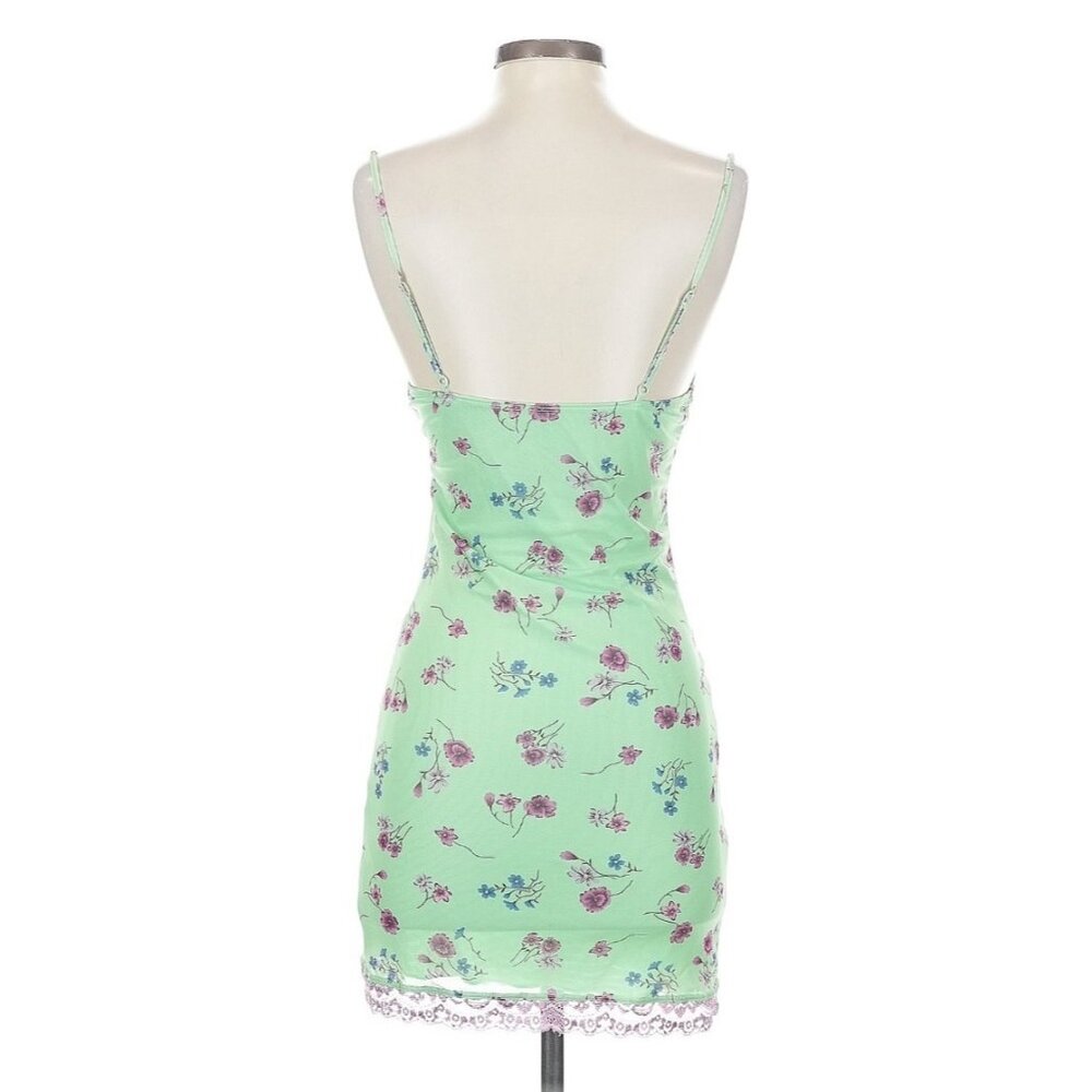 Motel Bodycon Y2K Revive Grunge Croquette Purple Lace Trim Floral Mini Dress S - Picture 7 of 14